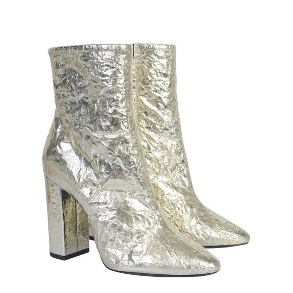 NWT Saint Laurent Lou crinkle foil leather bootie size 37/ 7 US - Picture 4 of 16